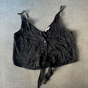 Black button down tie tank top